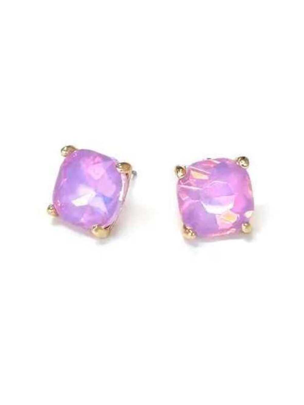 12mm Cushion Cut Square Crystal Glass Bead Stud Earrings Pastel Lavender Purple
